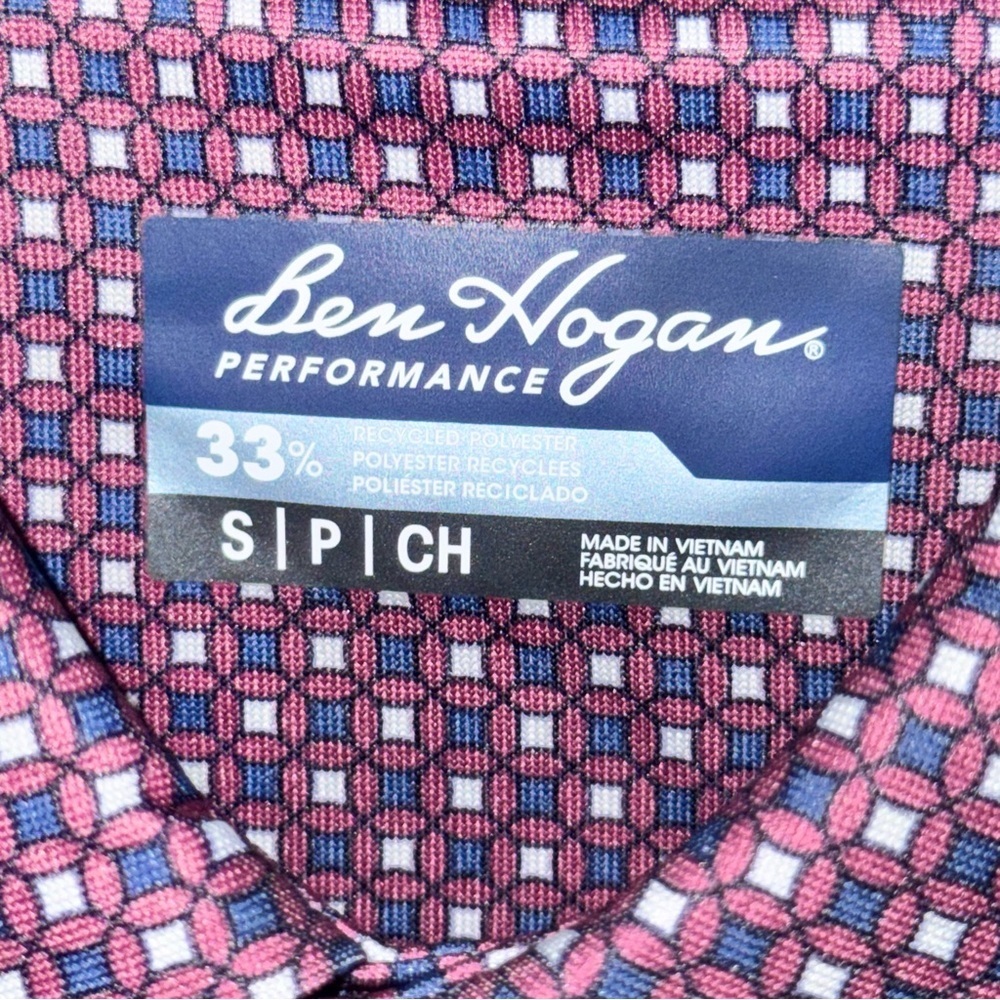 Ben Hogan Performance Golf Polo Men’s S Purple Geometric Moisture Wicking UPF 20 - Picture 4 of 13